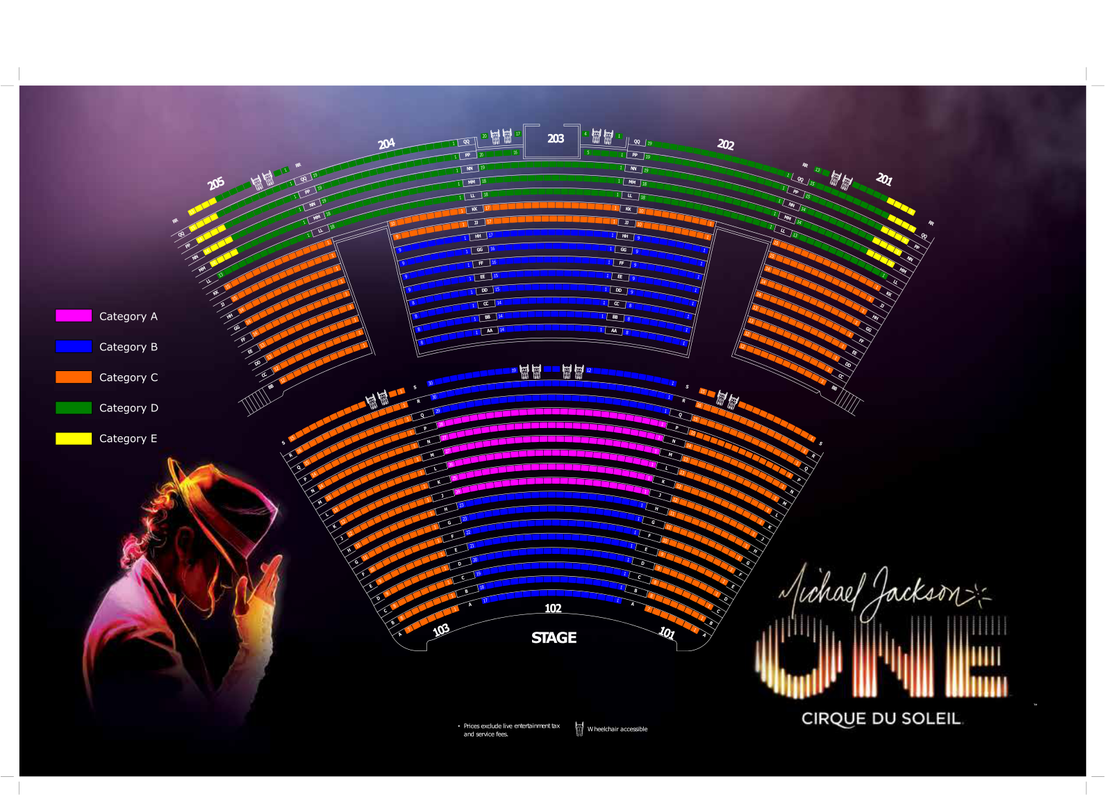 Michael Jackson One Cirquedu Soleil Seating Chart PNG image