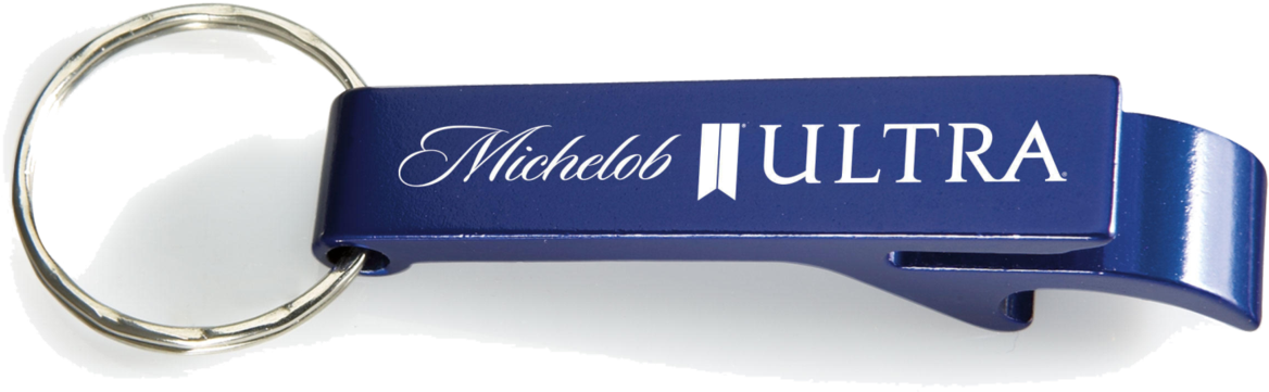 Michelob Ultra Branded Bottle Opener Keychain PNG image