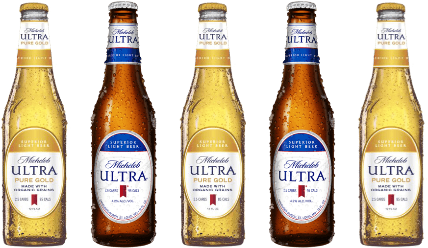 Michelob Ultra Pure Gold Beer Bottles PNG image