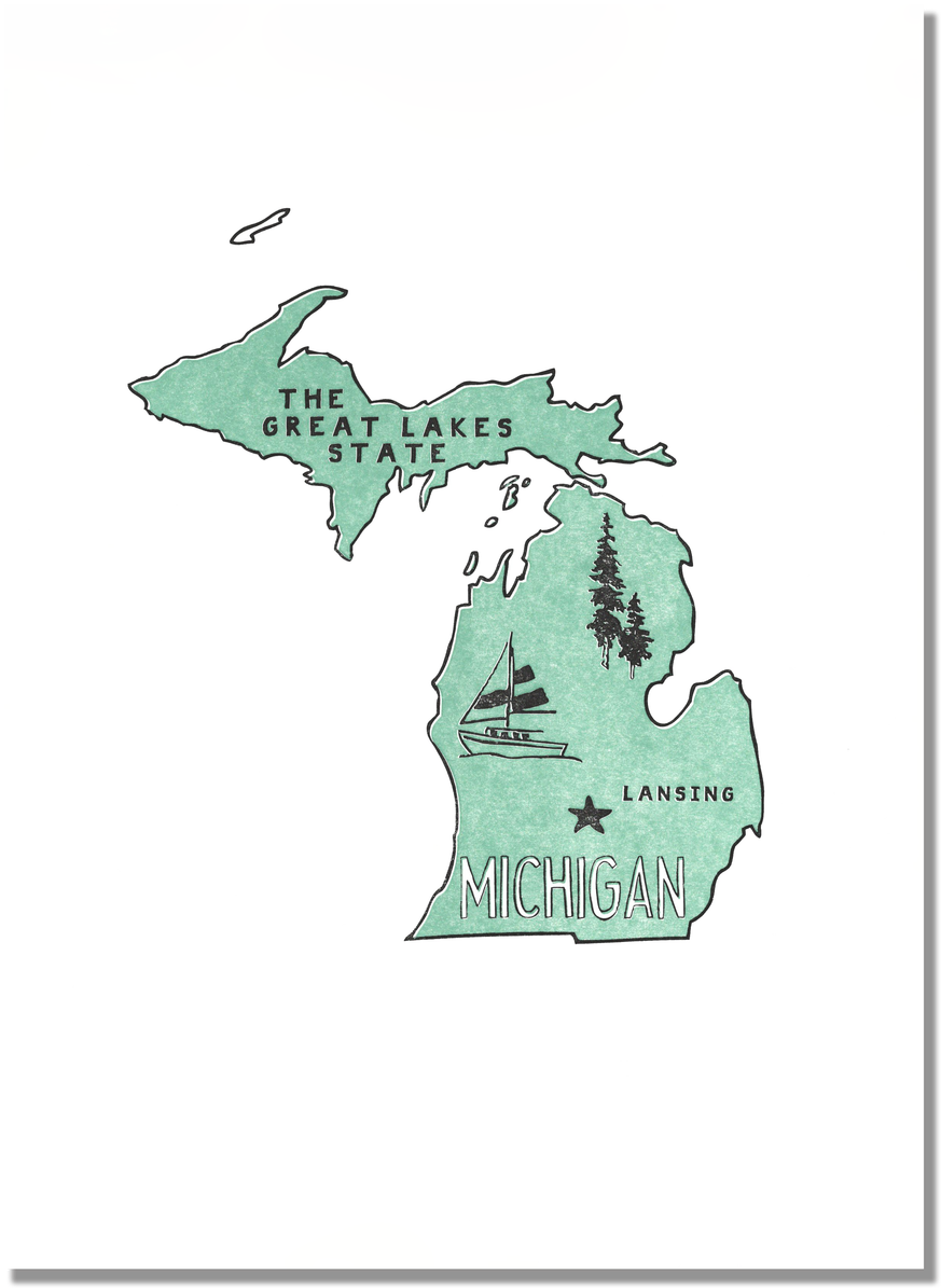 Michigan Great Lakes State Illustration PNG image