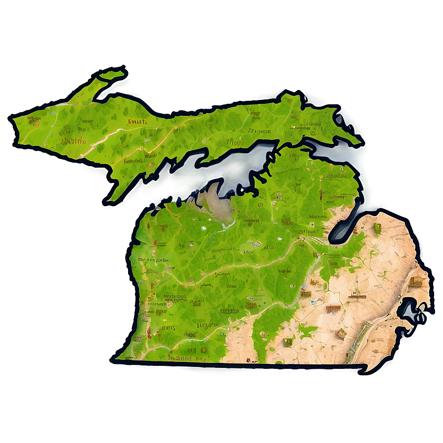 Michigan State Map Edge Png 06262024 PNG image