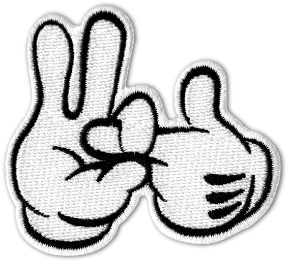 Mickey Mouse Hands Peace Thumbs Up Patch PNG image
