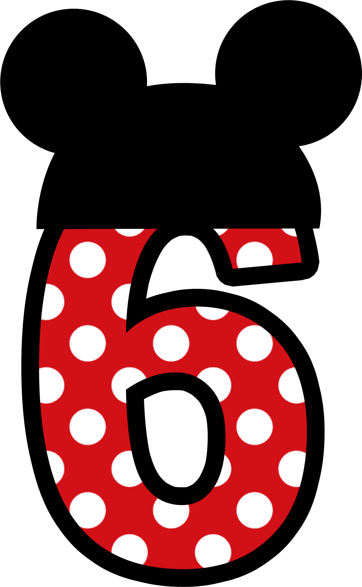 Mickey Mouse Inspired Number6 PNG image