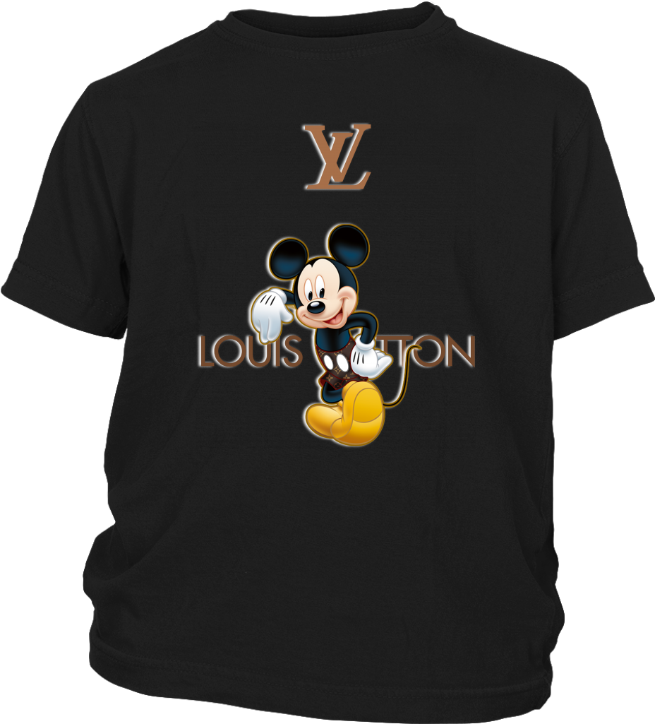 Mickey Mouse Louis Vuitton Black Shirt PNG image