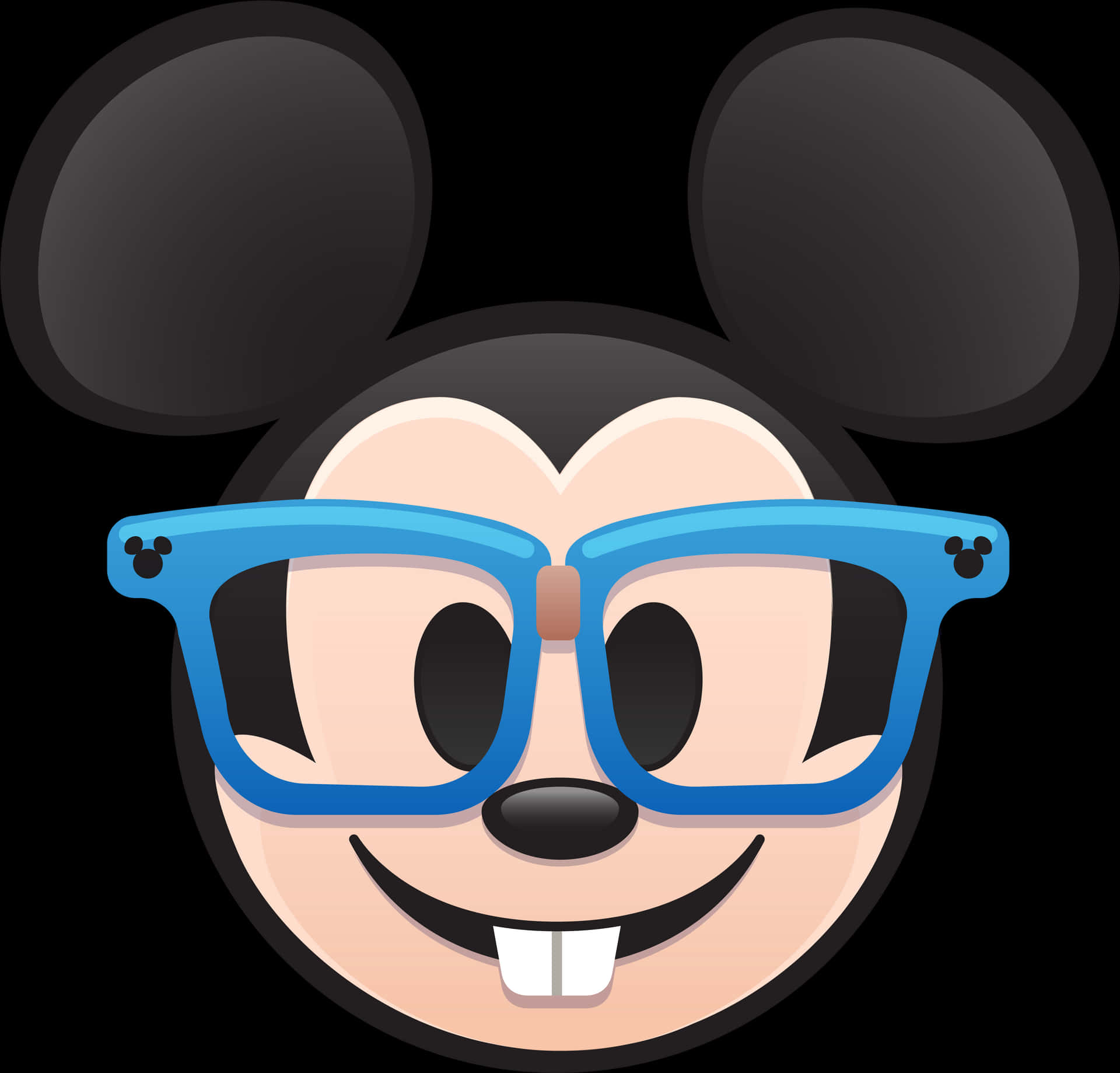 Mickey Mouse Wearing Blue Glasses PNG image