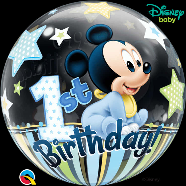 Mickey Mouse1st Birthday Celebration Balloon PNG image