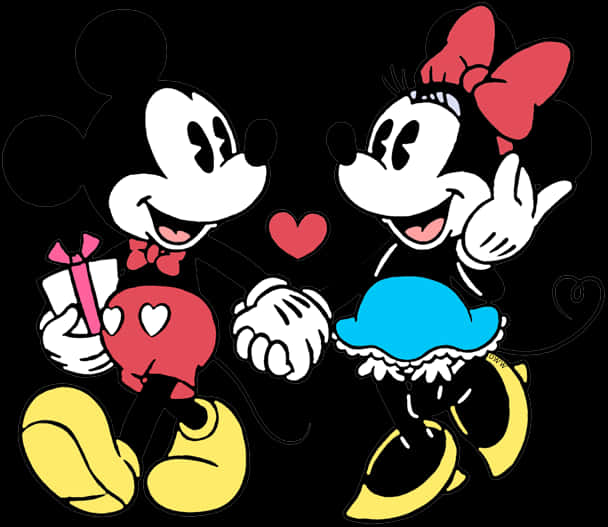Mickeyand Minnie Love Illustration PNG image