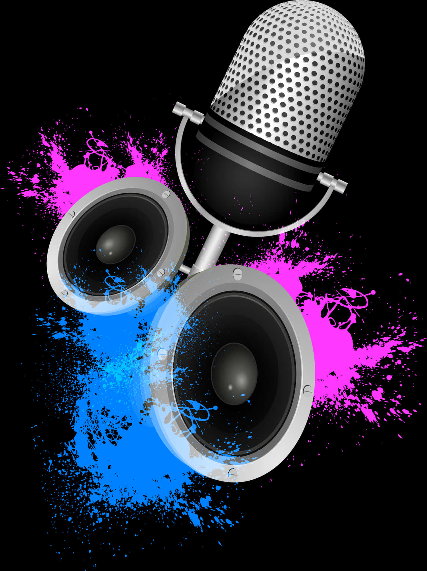 Microphoneand Speakerswith Color Splash PNG image