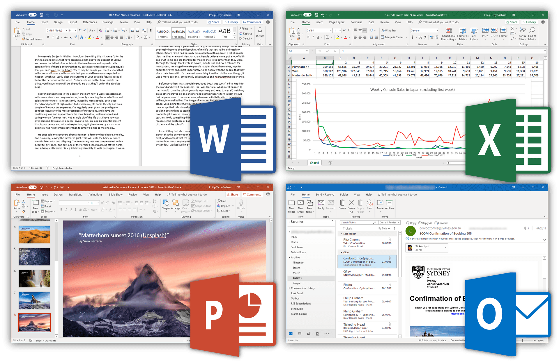 Microsoft Office Applications Collage PNG image