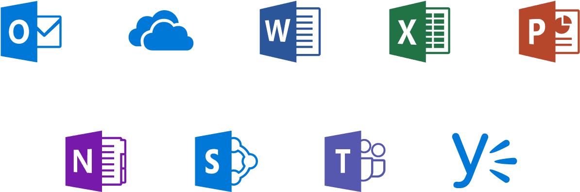 Microsoft Office365 App Icons PNG image