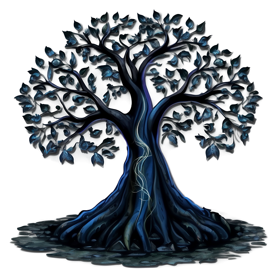 Midnight Black Tree Design Png 06212024 PNG image