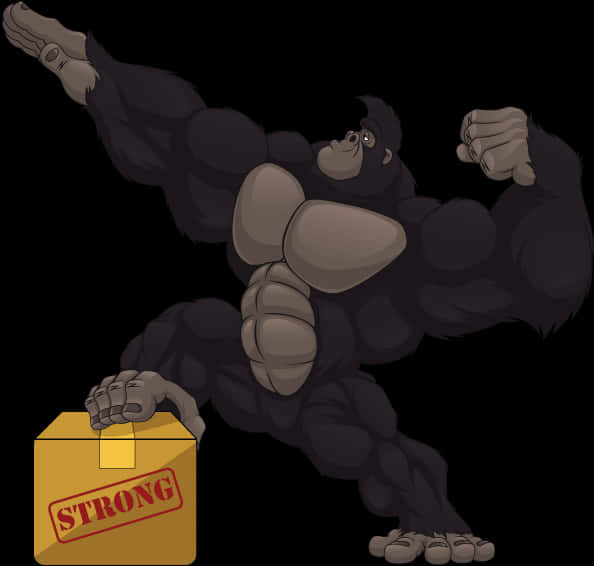 Mighty Gorilla Carrying Strong Box PNG image