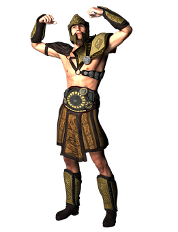 Mighty Spartan Warrior Flexing PNG image