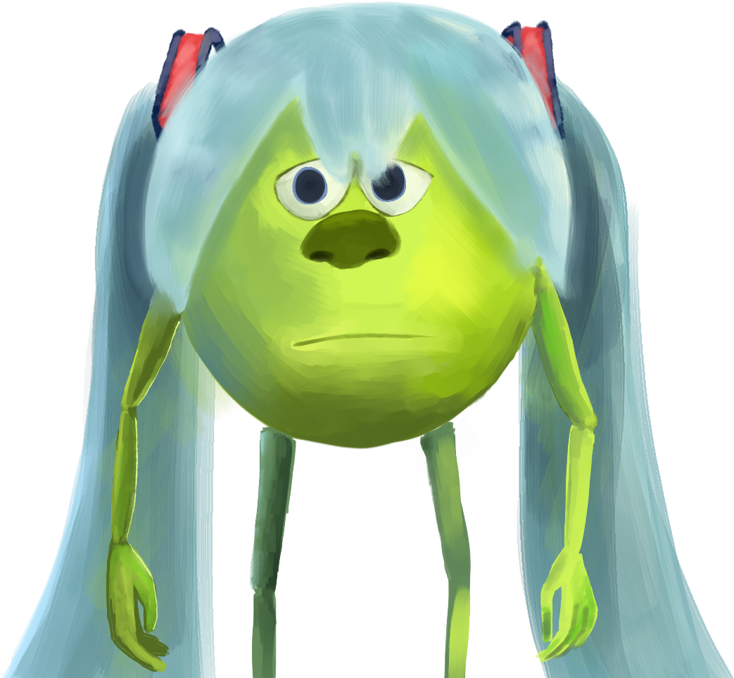 Mike Wazowski With Long Hair PNG image