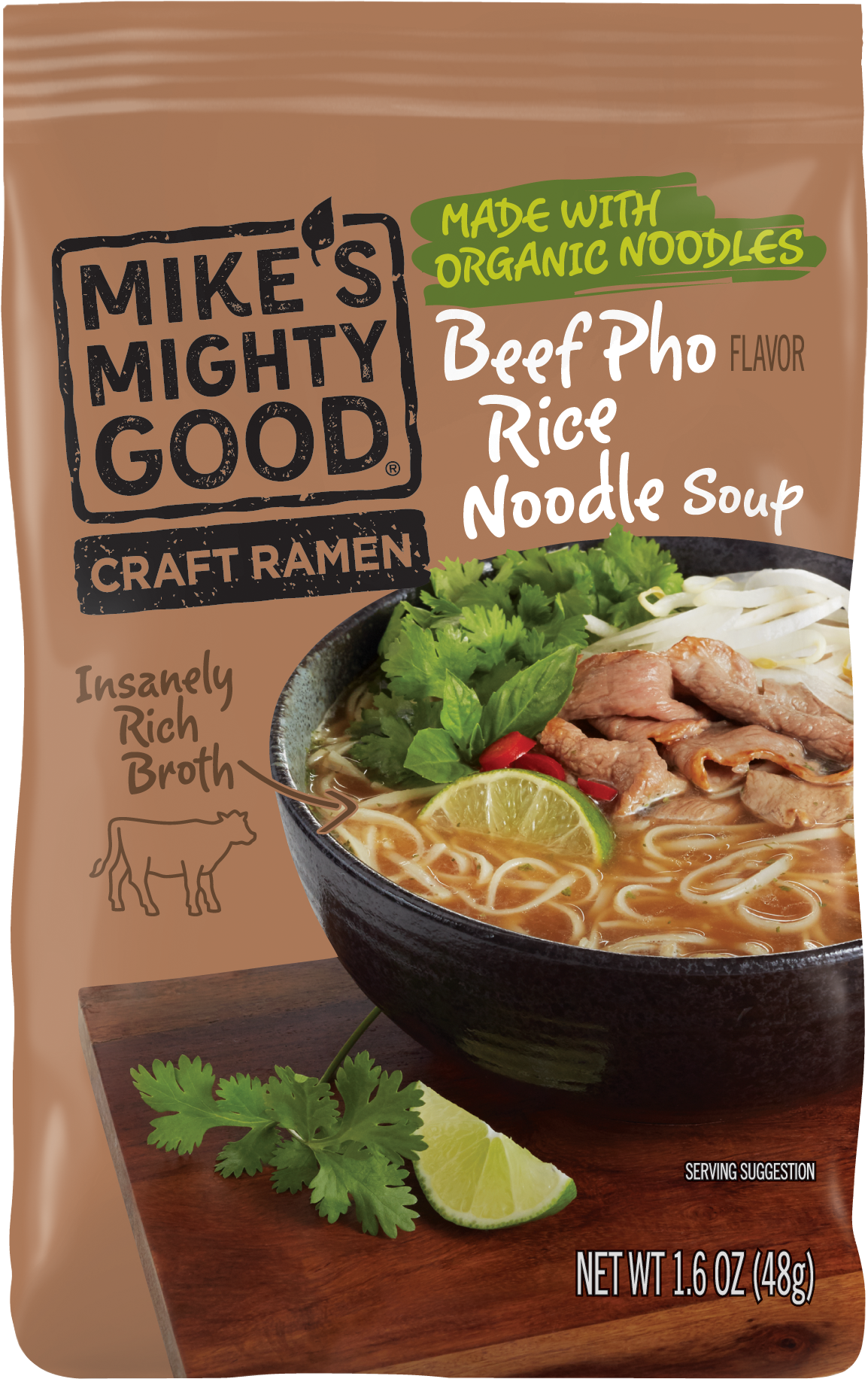 Mikes Mighty Good Beef Pho Ramen Package PNG image