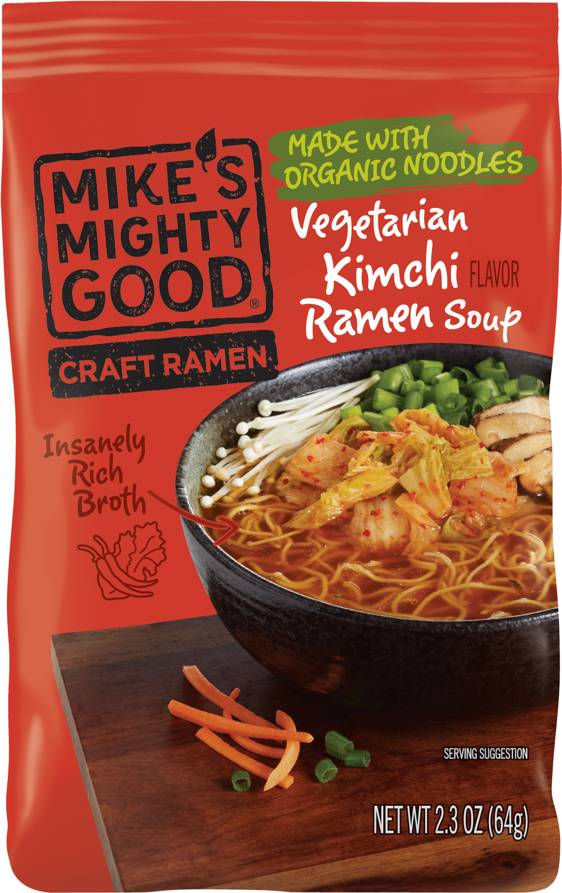 Mikes Mighty Good Vegetarian Kimchi Ramen Package PNG image