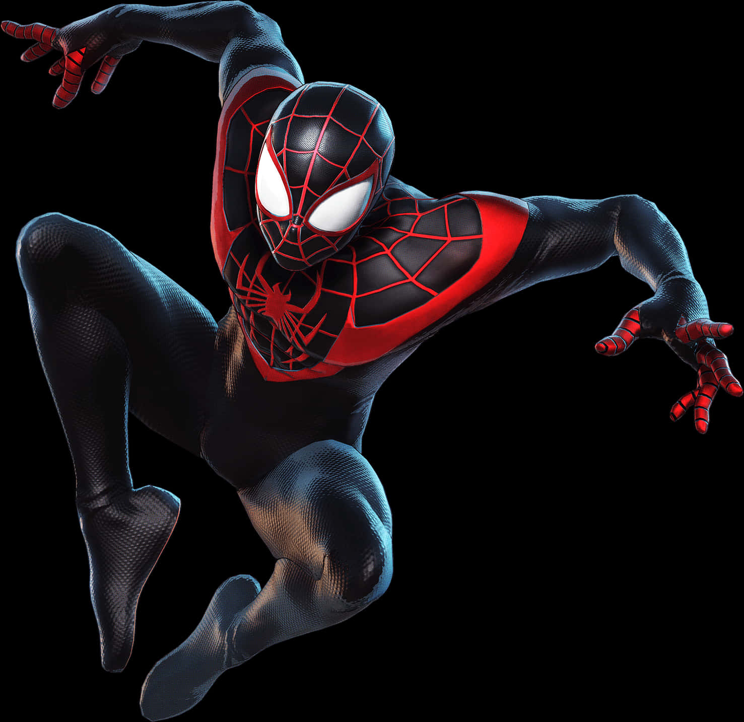 Miles Morales Spider Man Action Pose PNG image