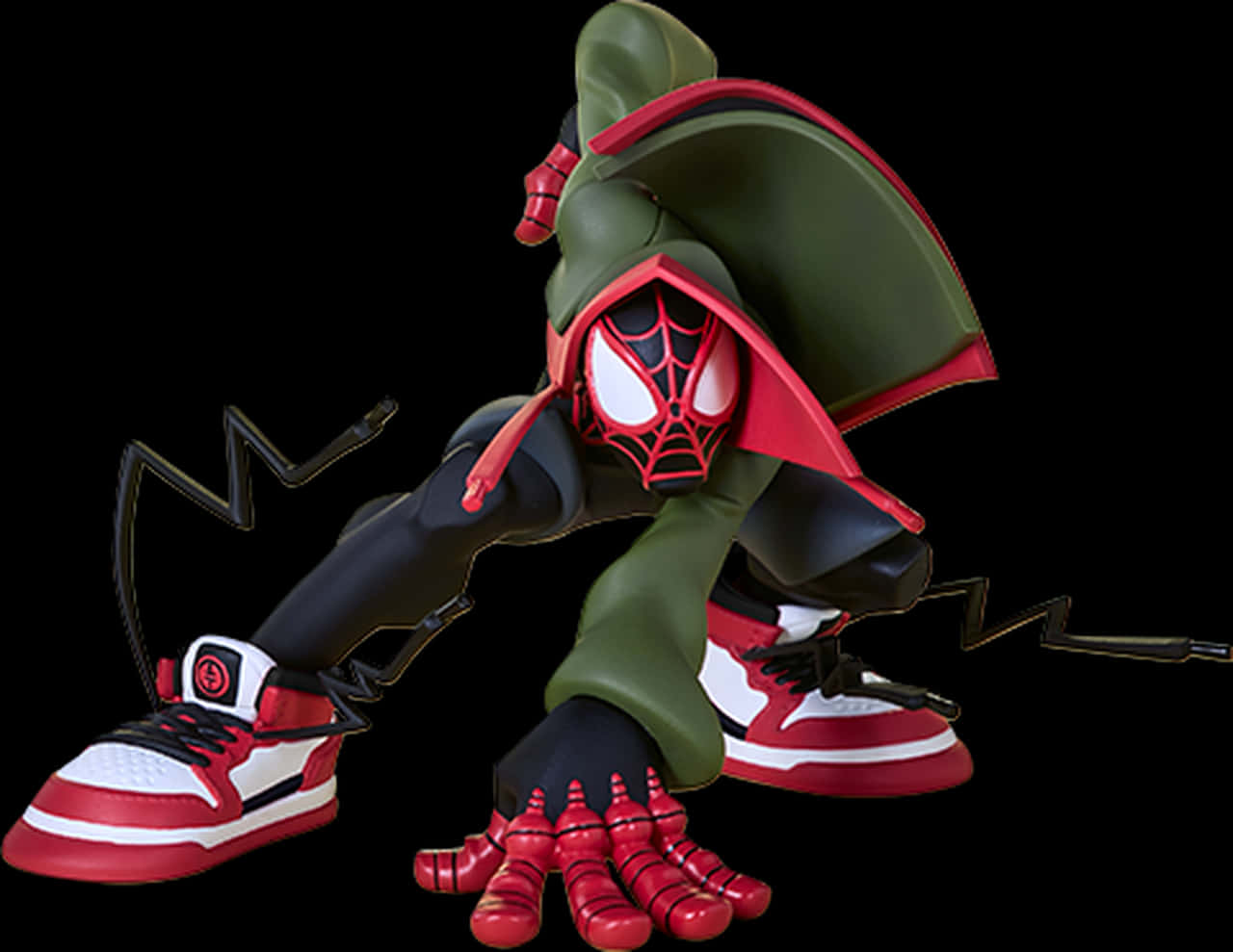 Miles Morales Spider Man Action Pose PNG image