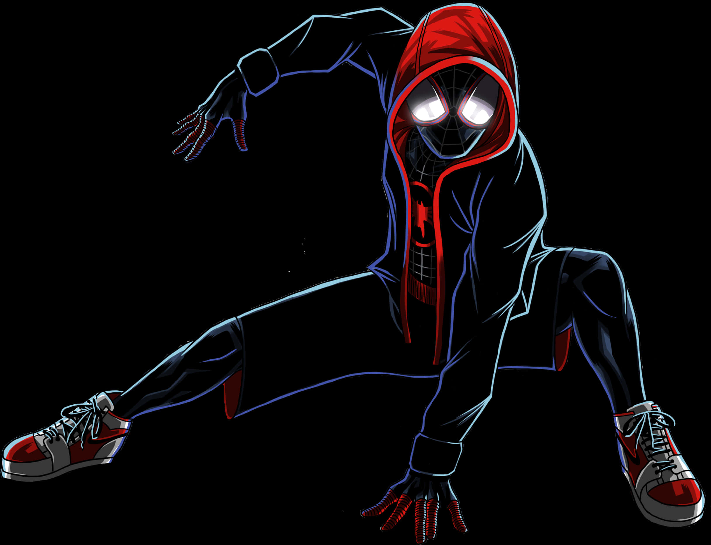 Miles Morales Spiderman Crouching Pose PNG image