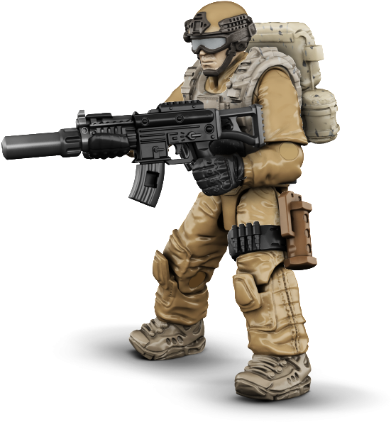 Military Action Figure With Rifle PNG image