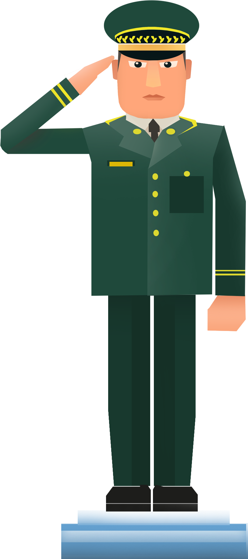 Military Officer Saluting Vector PNG image