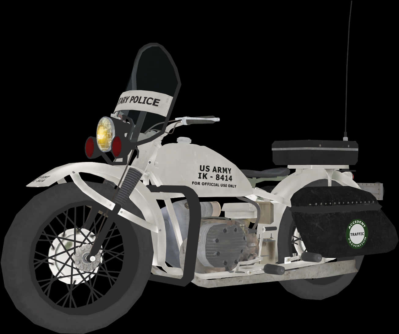 Military Police Motorcycle Isolated PNG image