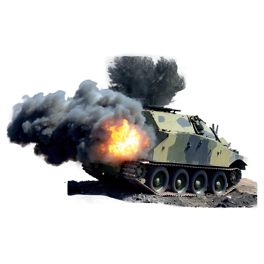 Military Tank Shell Explosion Png 06122024 PNG image