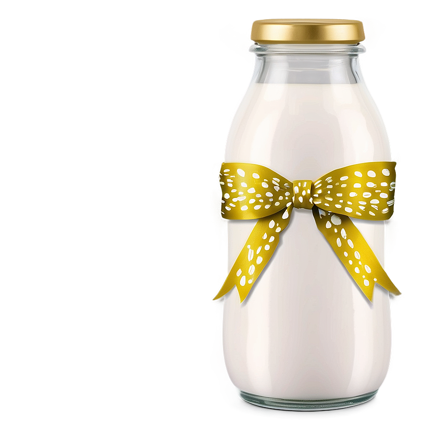 Milk Bottle With Ribbon Png Jiu PNG image