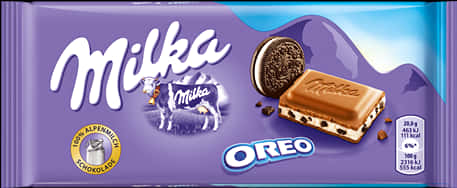 Milka Oreo Chocolate Bar Packaging PNG image