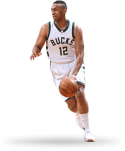 Milwaukee Bucks Basketball Player Dribbling PNG image