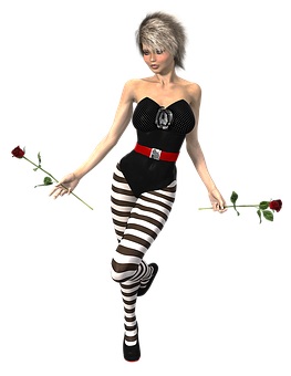 Mime Artist3 D Model With Roses PNG image