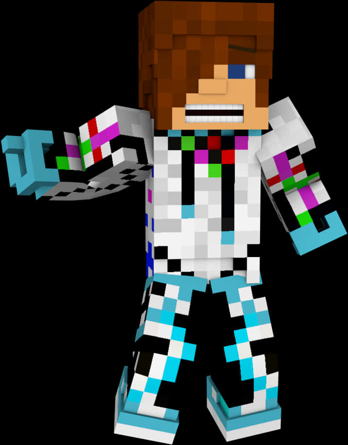 Minecraft Character With Colorful Armor PNG image