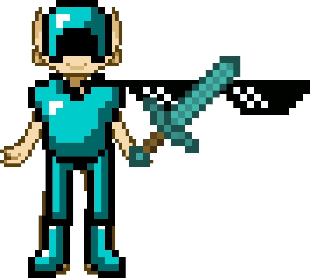 Minecraft Character With Diamond Armorand Sword PNG image