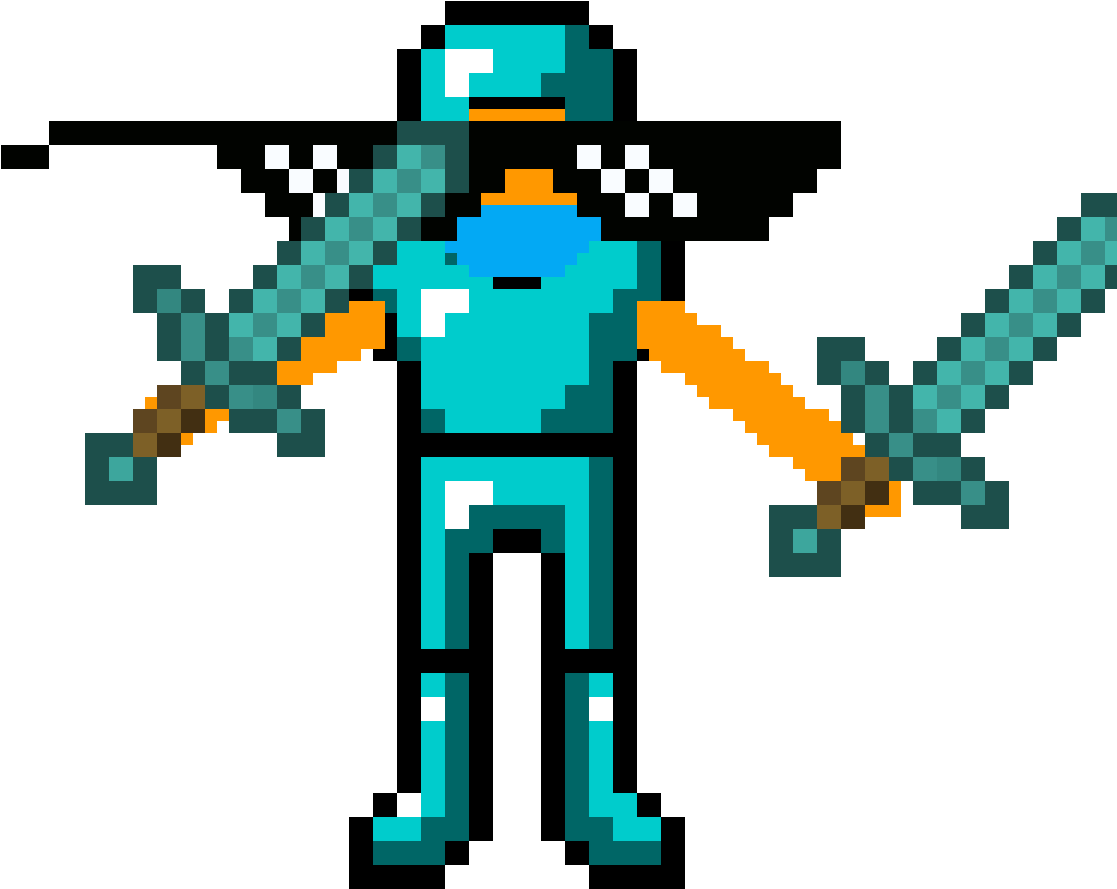 Minecraft Character With Diamond Sword PNG image