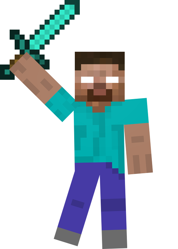 Minecraft Character With Diamond Sword PNG image