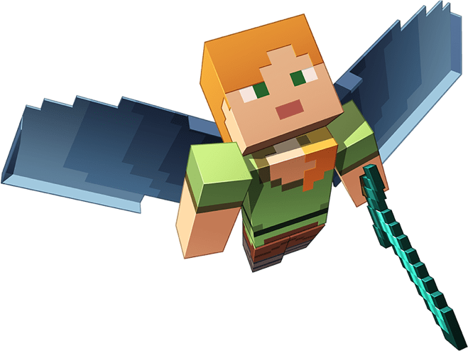 Minecraft Character With Diamond Sword PNG image