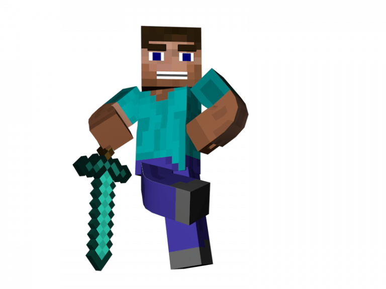 Minecraft Character With Diamond Sword PNG image