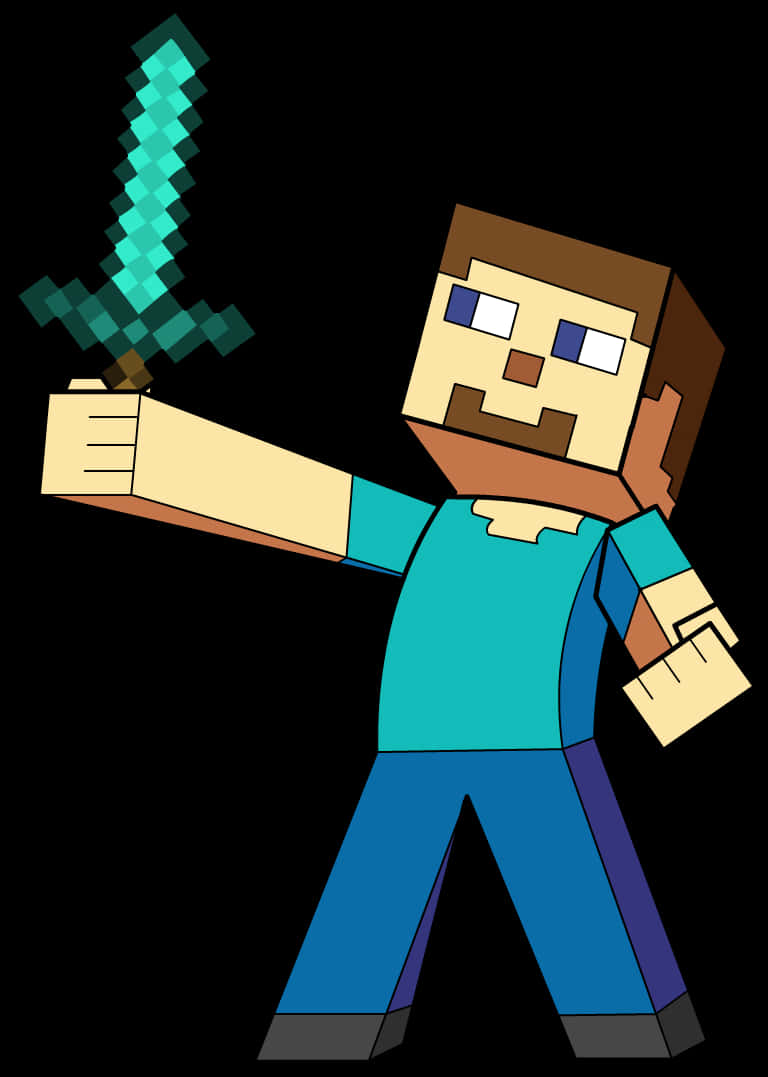 Minecraft Character With Sword PNG image