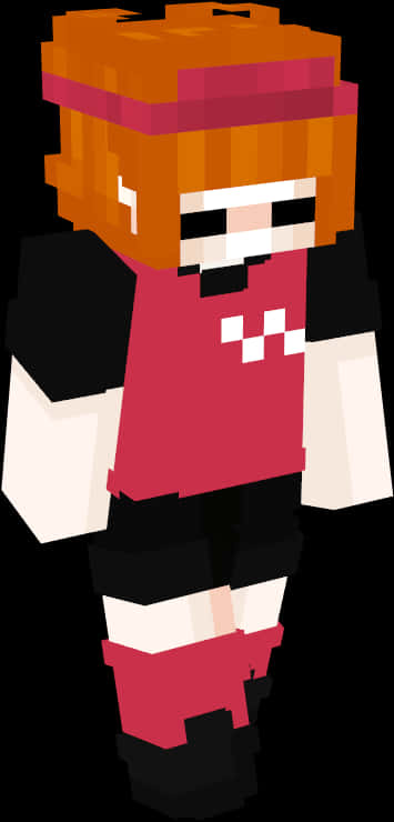 Minecraft Characterin Redand Black Outfit PNG image