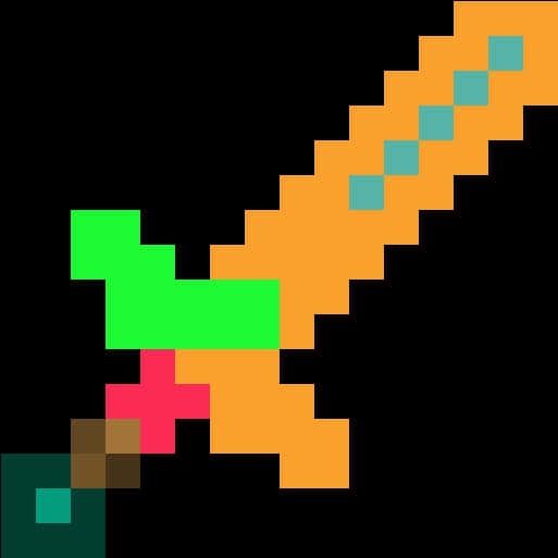 Minecraft_ Diamond_ Sword_ Pixel_ Art.png PNG image