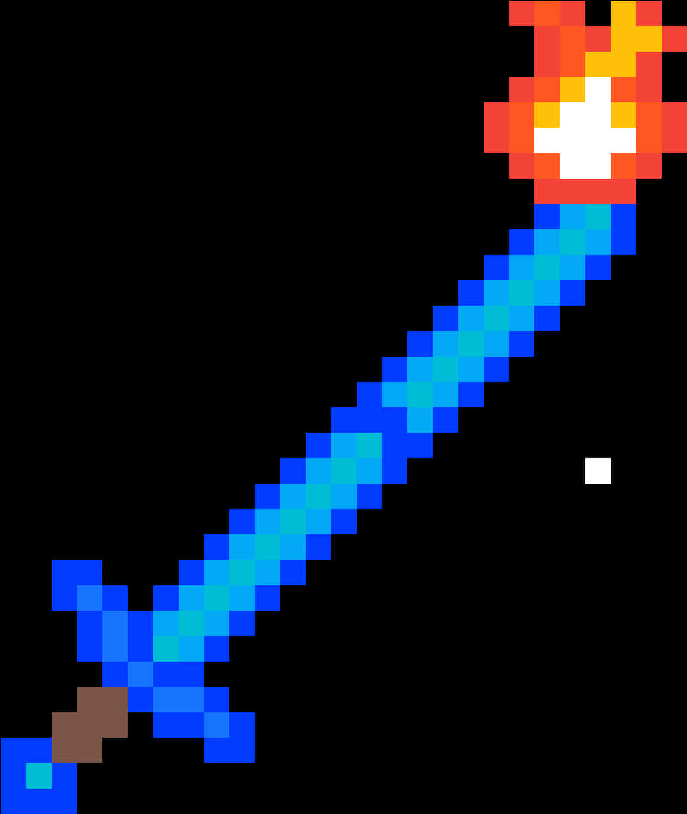 Minecraft Diamond Sword Pixel Art PNG image