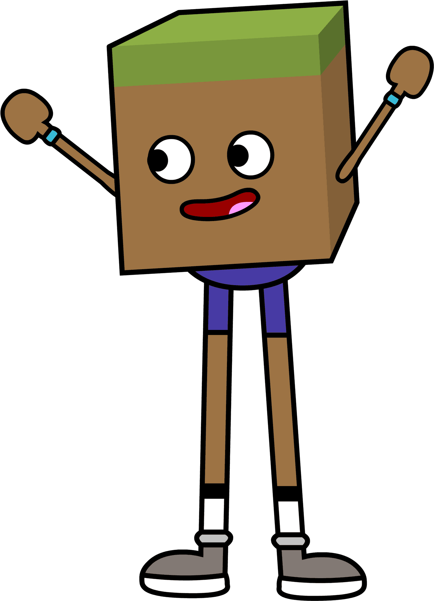 Minecraft Grass Block Character Cartoon PNG image