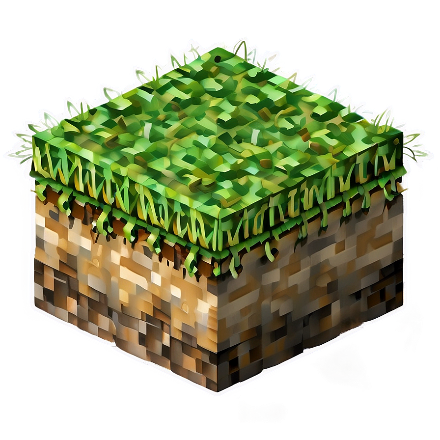 Minecraft Grass Block Isometric Png 06252024 PNG image