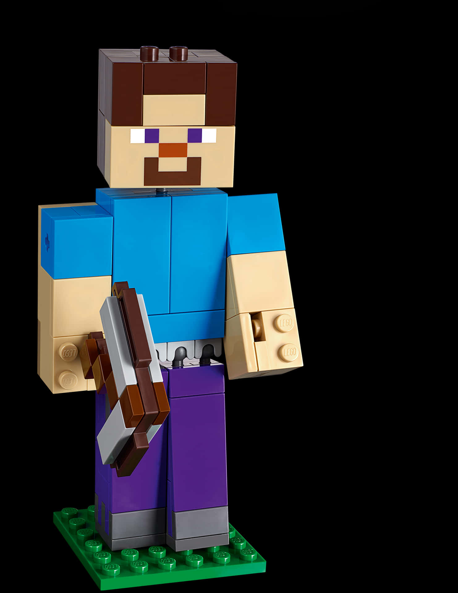 Minecraft Lego Character Holding Pickaxe PNG image