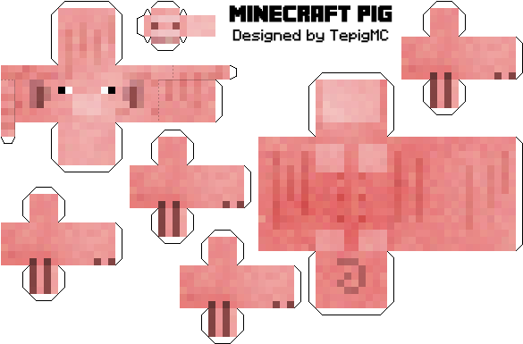 Minecraft_ Pig_ Papercraft_ Template PNG image