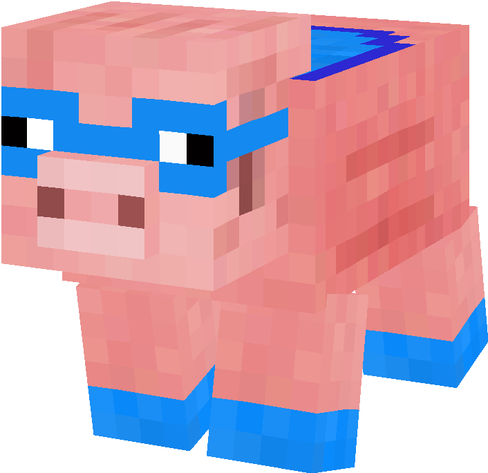Minecraft Pig With Blue Glasses PNG image