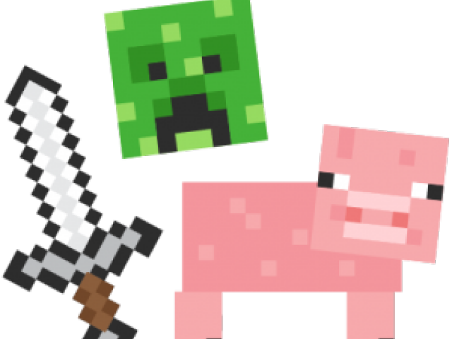 Minecraft Pigand Creeperwith Sword PNG image