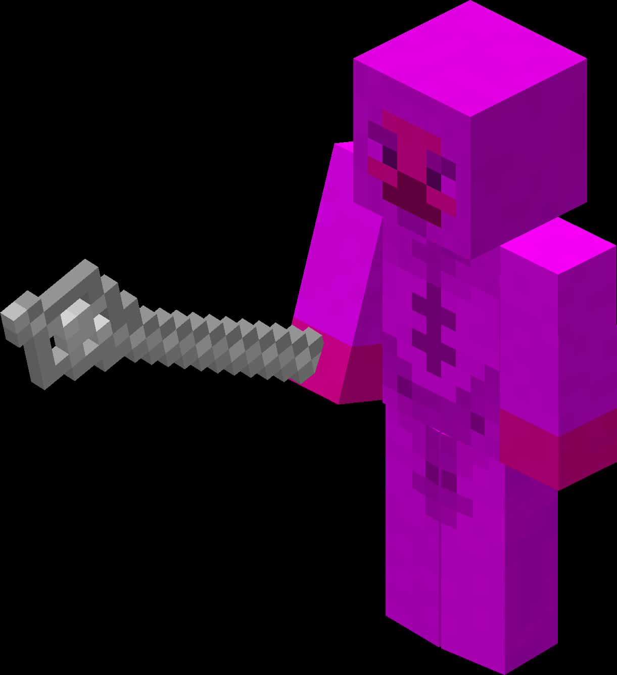 Minecraft_ Purple_ Character_ With_ Pickaxe PNG image