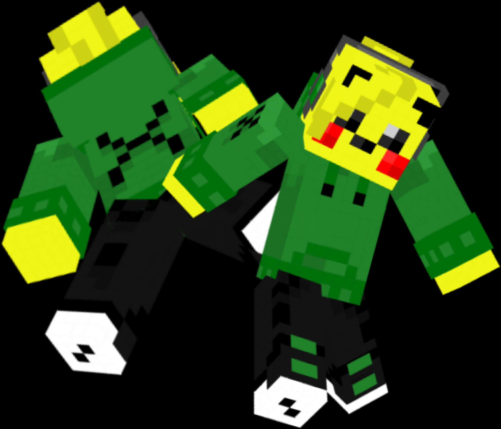 Minecraft_ Skin_ Green_ Pixel_ Characters PNG image