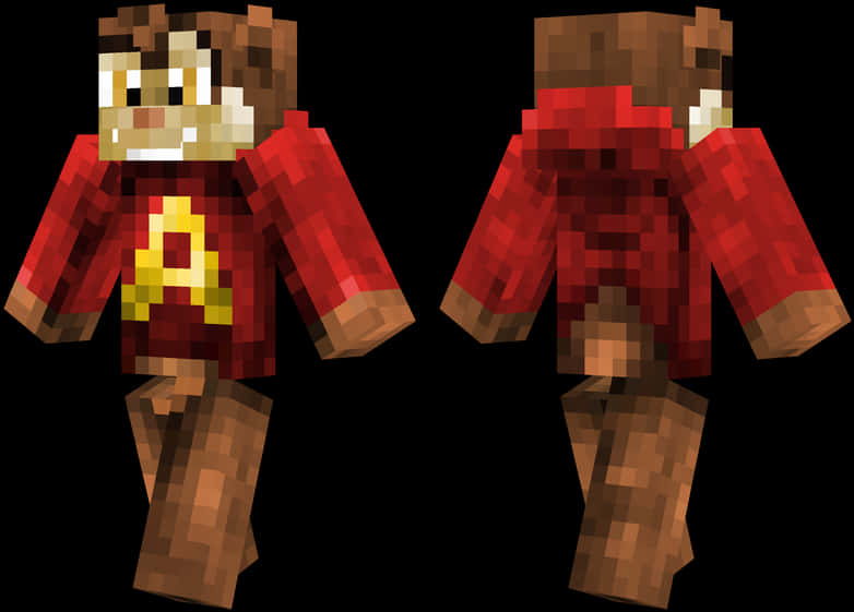Minecraft Skin Red Hoodie Frontand Back PNG image